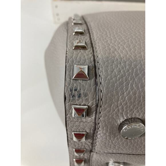 MICHAEL KORS LARGE GRAY PEBBLED LEATHER STUDED SHOULDER BAG - Picture 10 of 16